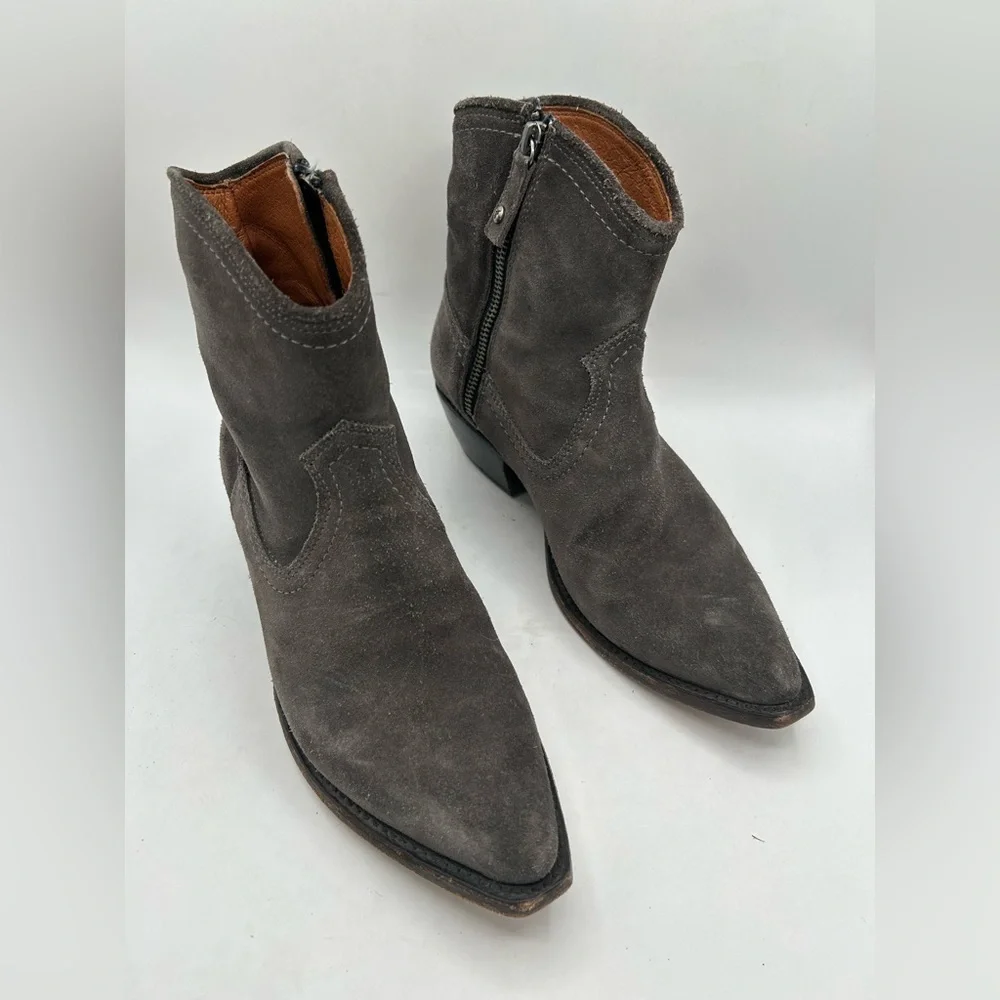 Frye Sacha Short Gray Suede Cowboy Cowgirl 
Ankle Bootie Western Womens size 7.5 - Picture 8 of 14